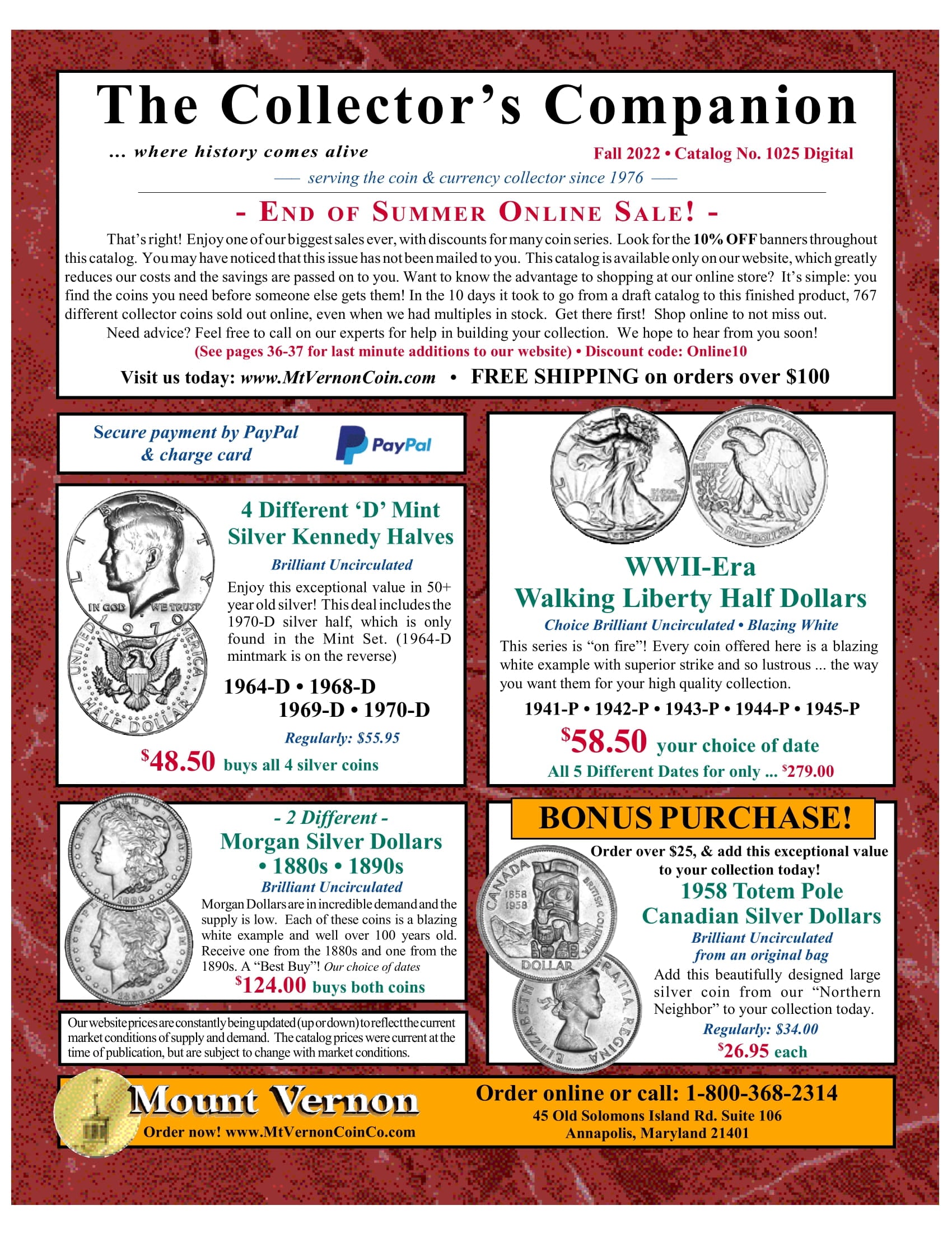 Catalog 1025 Page 1 Mount Vernon Coin