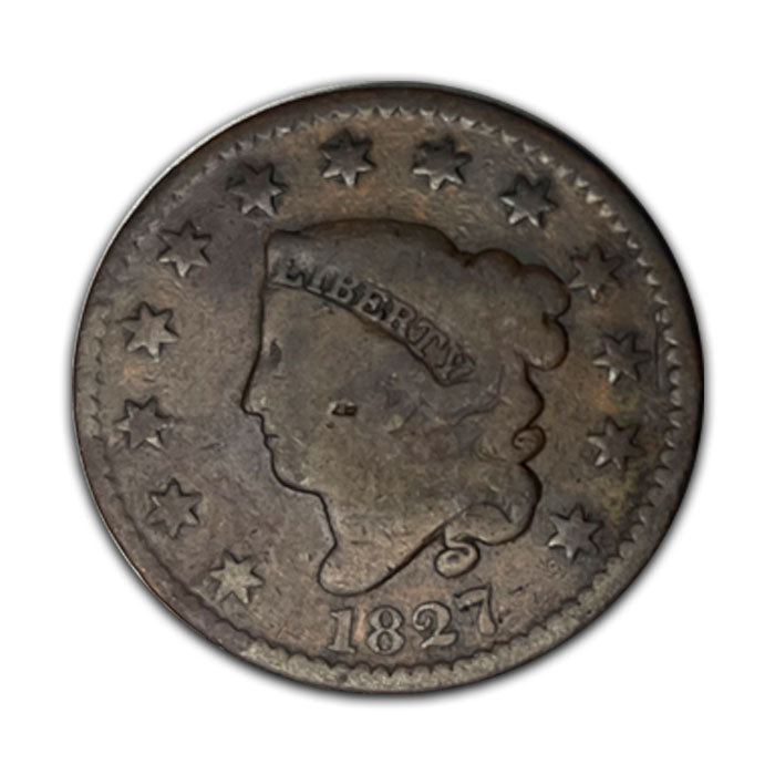 1827 Coronet Head Large Cent . . . . Very Good