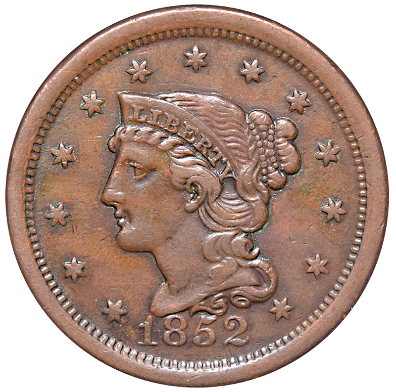 1852 Braided Hair Large Cent . . . . Choice About Uncirculated