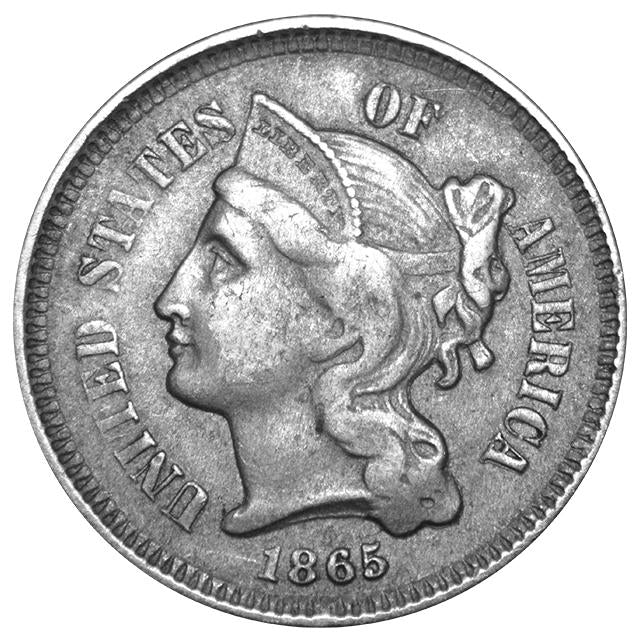 1865 Nickel Three Cent Piece . . . . Choice About Uncirculated