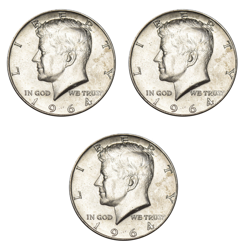 All 3 1964 Kennedy Halves P,D, Proof