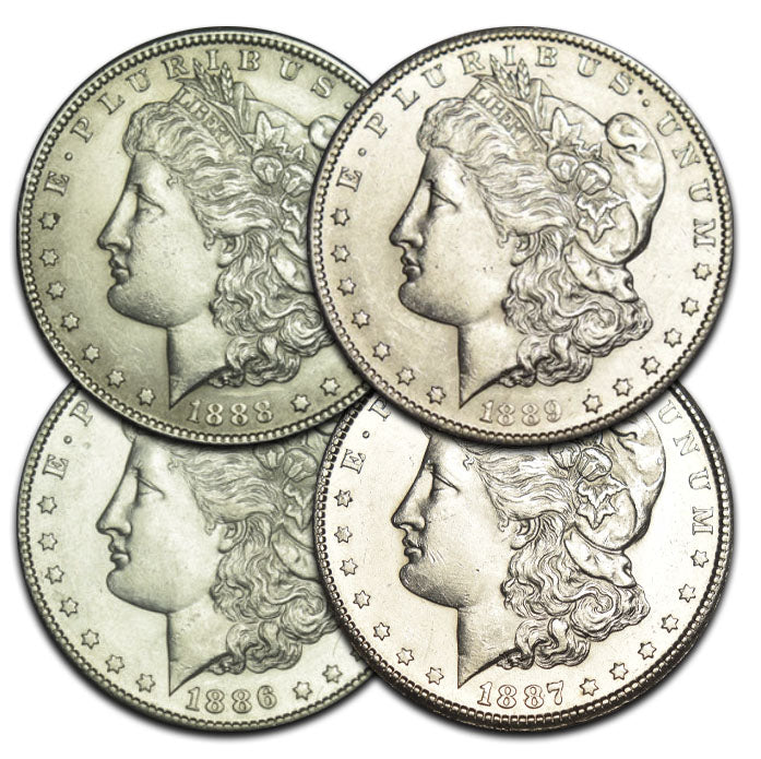 All 4 1886-S, 1887-S, 1888-S, 1889-S Morgan Dollar . . . . Select Brilliant Uncirculated