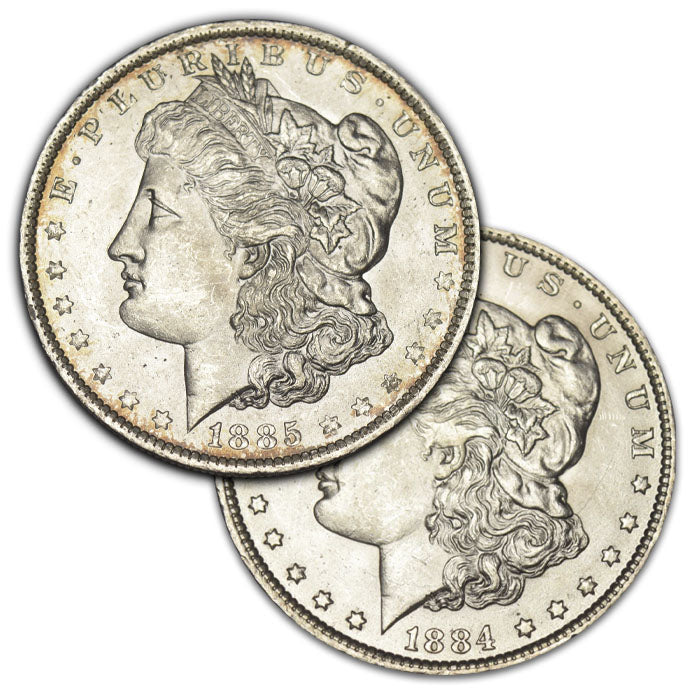 1884-O and 1885-O Morgan Dollar Pair . . . . Select Brilliant Uncirculated