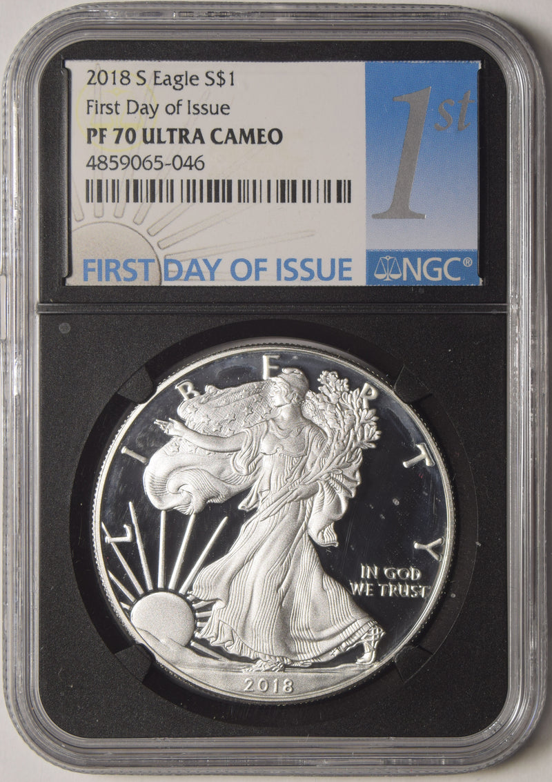 2018-S Silver Eagle . . . . NGC PF-70 Ultra Cameo First Day of Issue Retro Holder