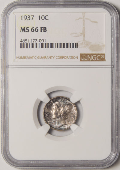 1937 Mercury Dime . . . . NGC MS-66 FB Toned