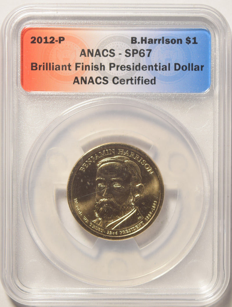 2012-P Harrison Presidential Dollar . . . . ANACS SP-67