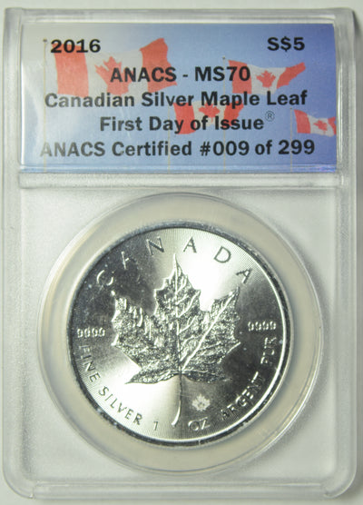 2016 Canadian Maple Leaf . . . . ANACS MS-70 First Day of Issue