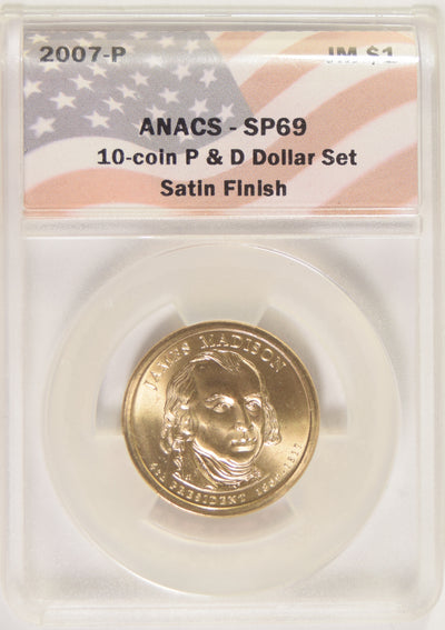 2007-P Madison Presidential Dollar . . . . ANACS SP-69 Satin Finish