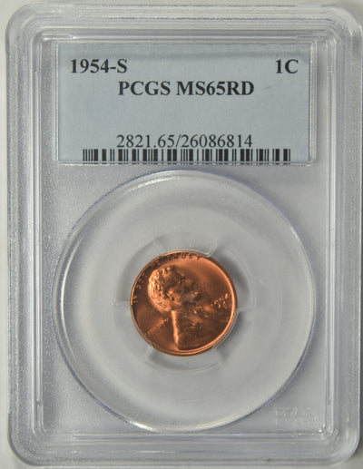 1954-S Lincoln Cent . . . . PCGS MS-65 RD