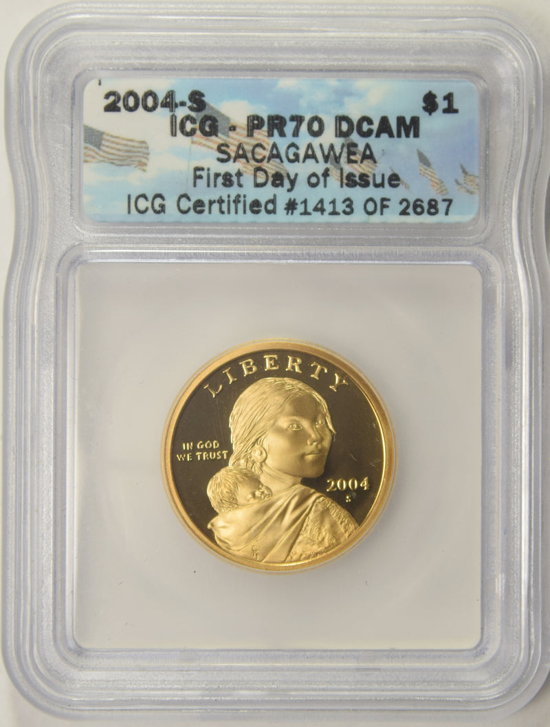 2004-S Sacagawea Dollar . . . . ICG PR-70 DCAM First Day of Issue