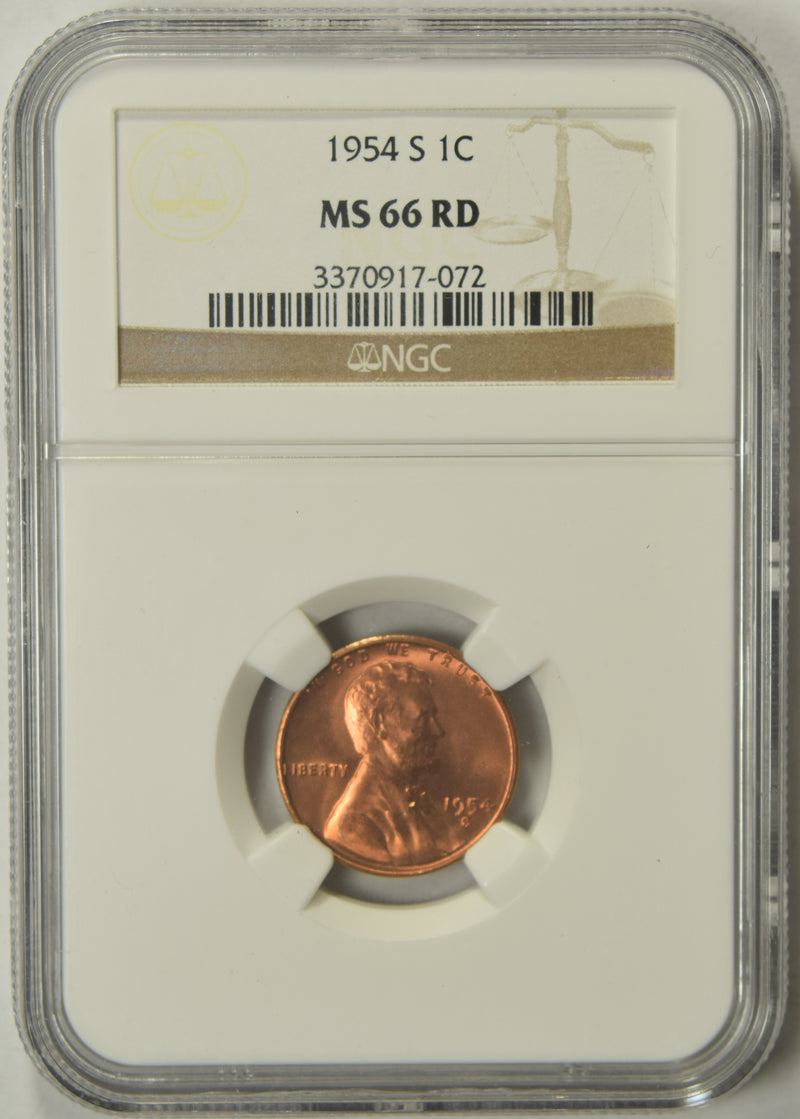 1954-S Lincoln Cent . . . . NGC MS-66 RD