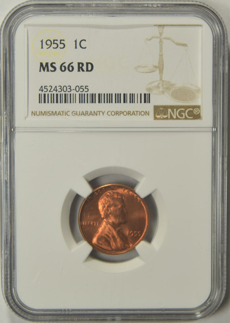 1955 Lincoln Cent . . . . NGC MS-66 RD