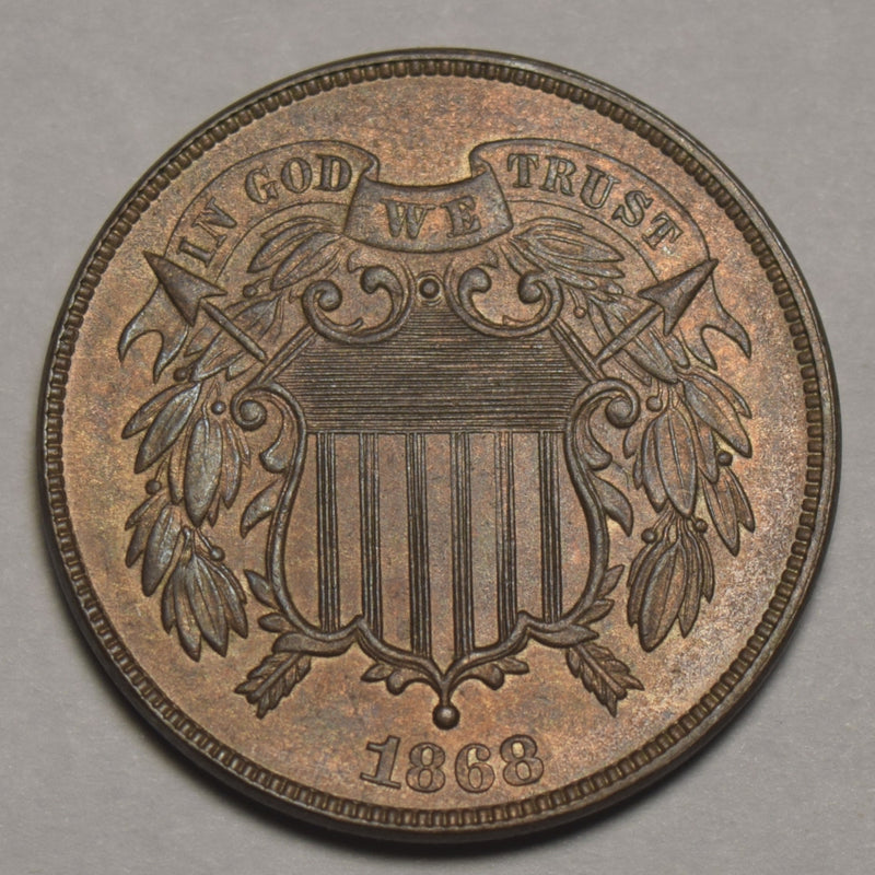 1868 Two Cent Piece . . . . Choice BU Red/Brown