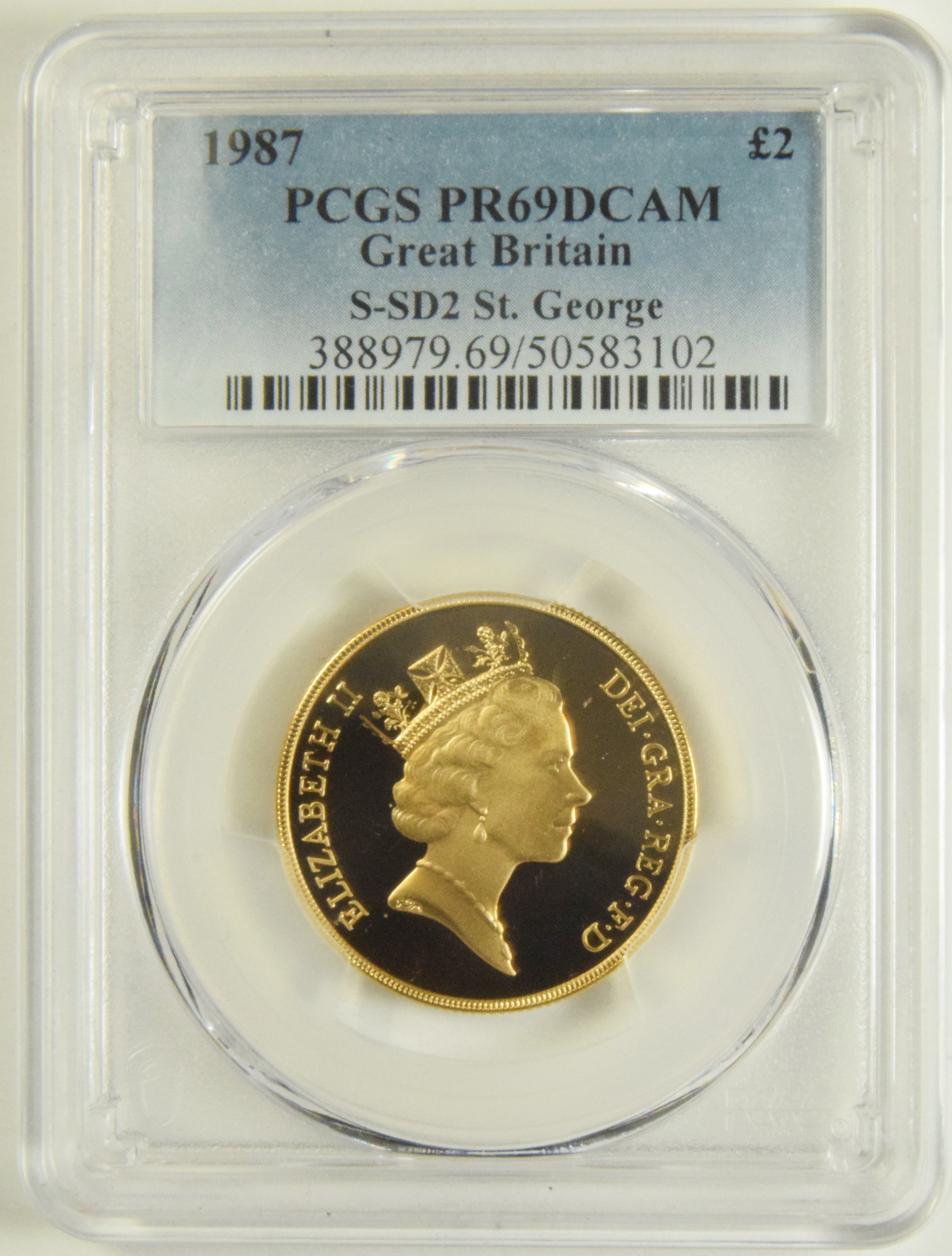 1987 Great Britain 2 Pound S-SD2 St George Gold PCGS PR-69 DCAM