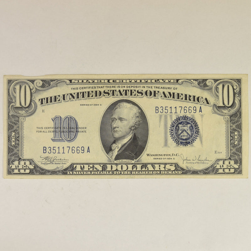 $10.00 1934 C Silver Certificate Fr. 1704 . . . . Choice Crisp Uncirculated