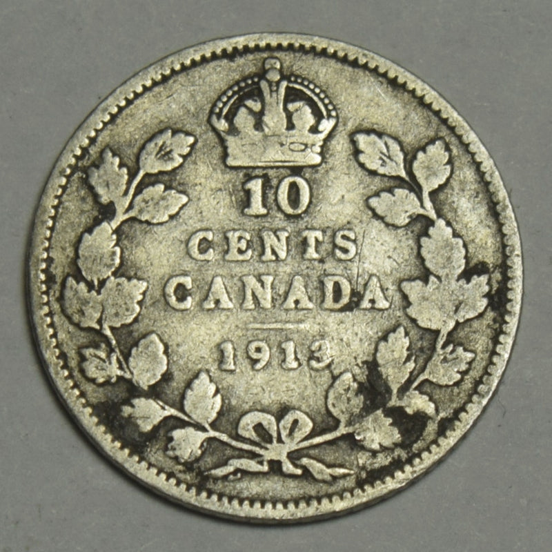 1913 Small Canadian 10 Cents . . . . Fine