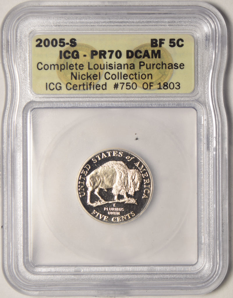 2005-S Bison Jefferson Nickel . . . . ICG PR-70 DCAM