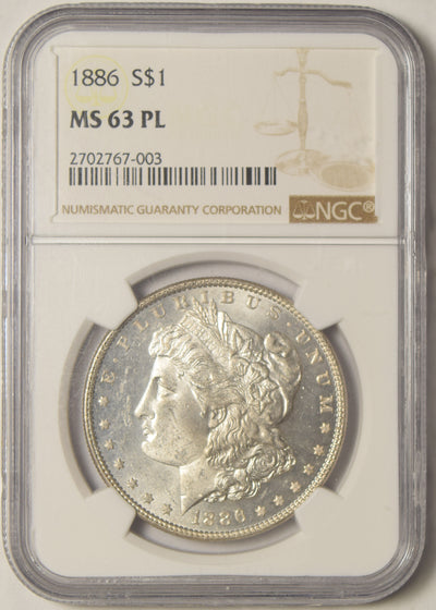 1886 Morgan Dollar . . . . NGC MS-63 PL