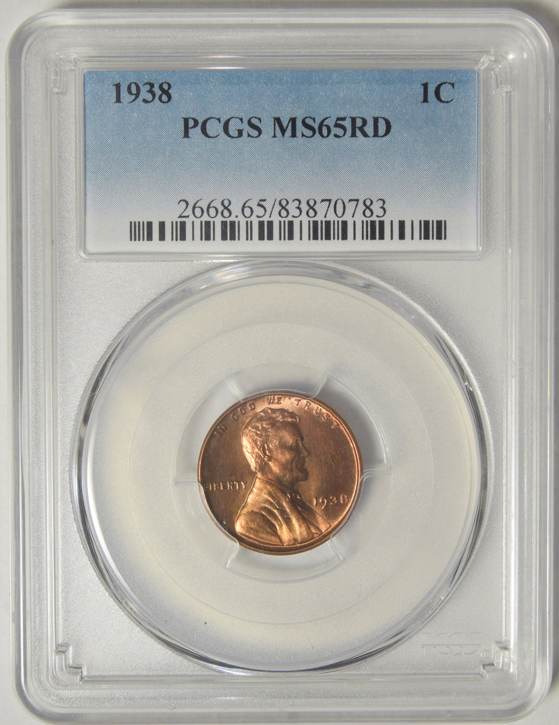 1938 Lincoln Cent . . . . PCGS MS-65 RD