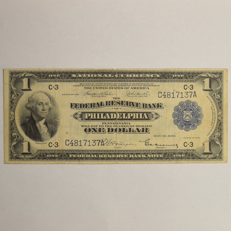 Philadelphia $1.00 1918 Federal Reserve Bank Note Fr. 715 . . . . Very Fine