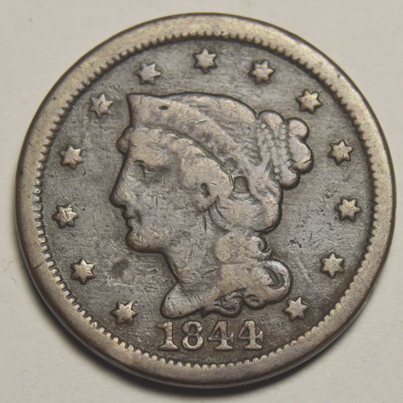1844 Braided Hair Large Cent . . . . Very Good