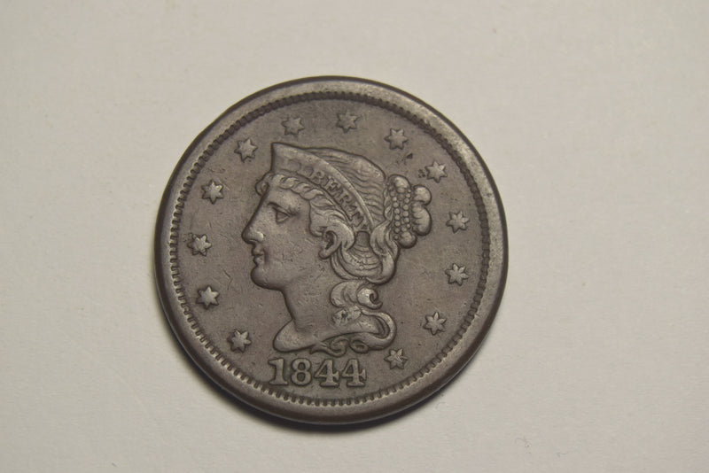 1844 Braided Hair Large Cent . . . . Extremely Fine
