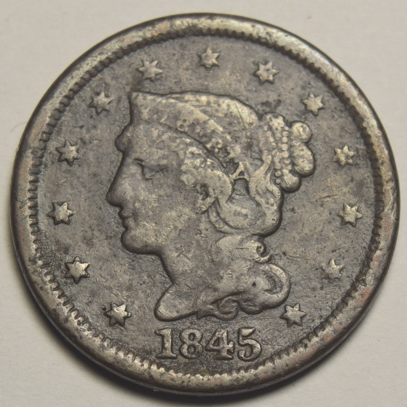 1845 Braided Hair Large Cent . . . . VG corrosion