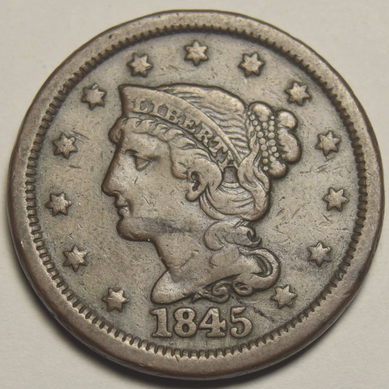 1845 Braided Hair Large Cent . . . . Extremely Fine
