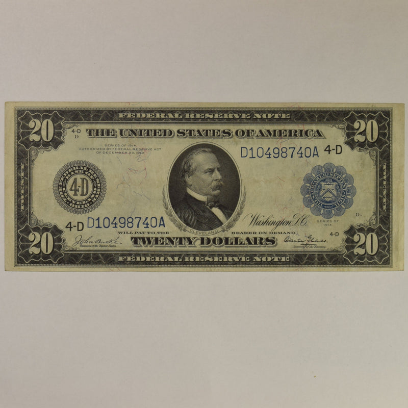 $20.00 1914 Federal Reserve Note Fr. 977 . . . . XF/AU