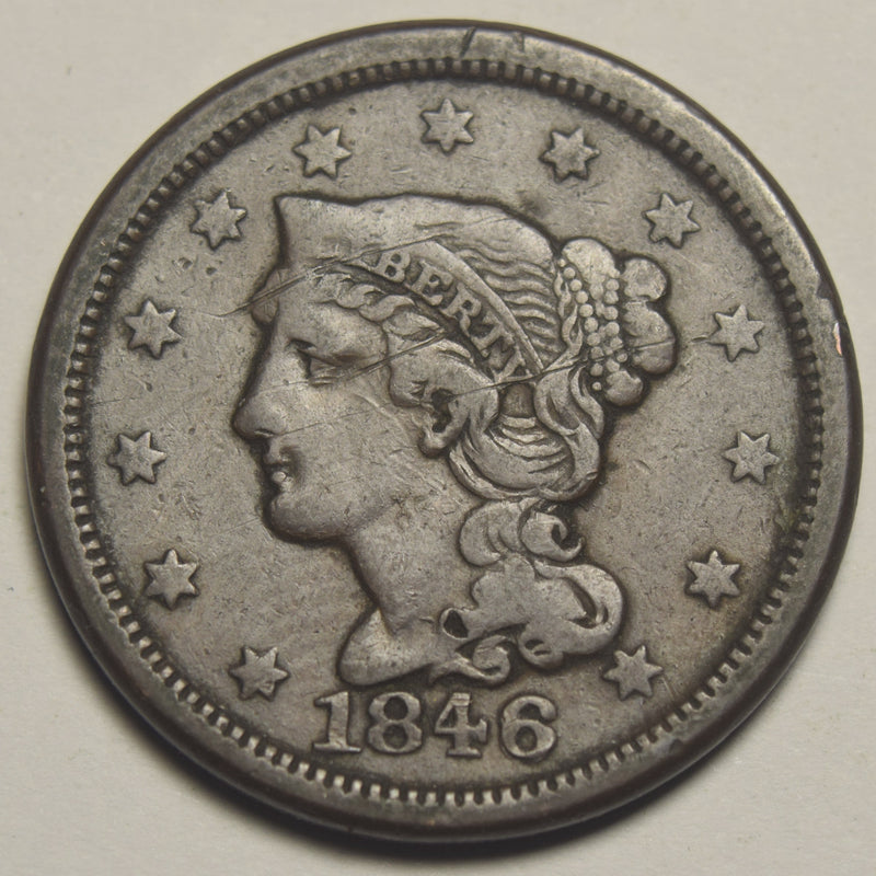 1846 Small Date Braided Hair Large Cent . . . . VF obverse hits