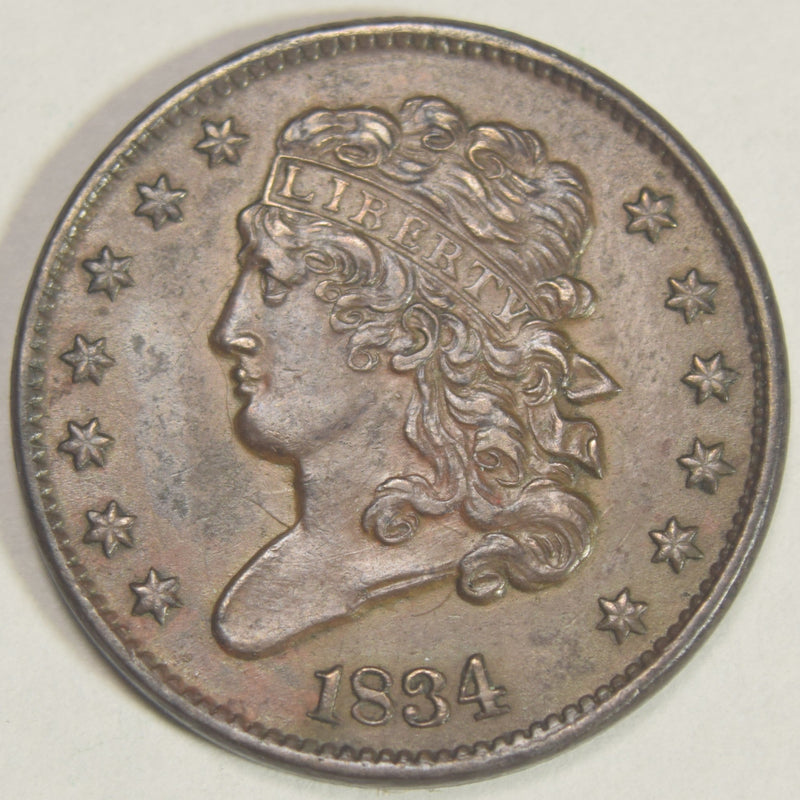 1834 Classic Half Cent . . . . Choice About Uncirculated