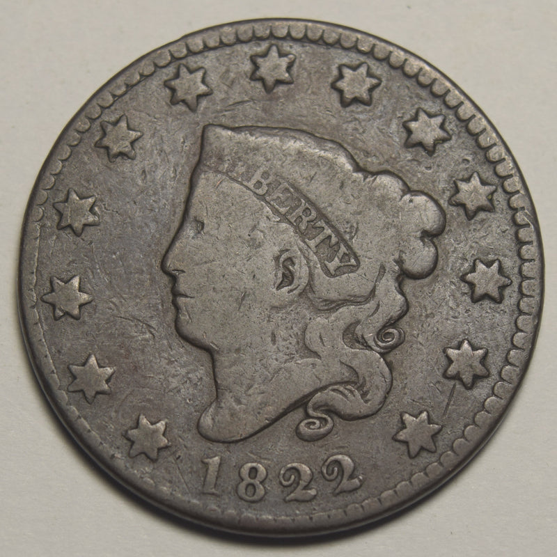 1822 Coronet Head Large Cent . . . . Fine