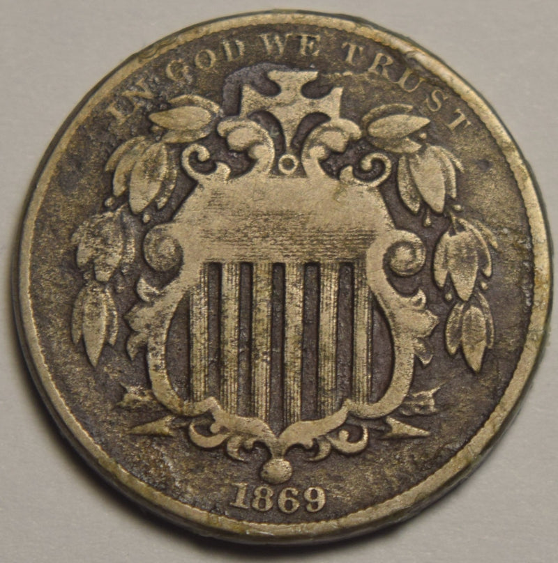 1869 Shield Nickel . . . . VF corrosion
