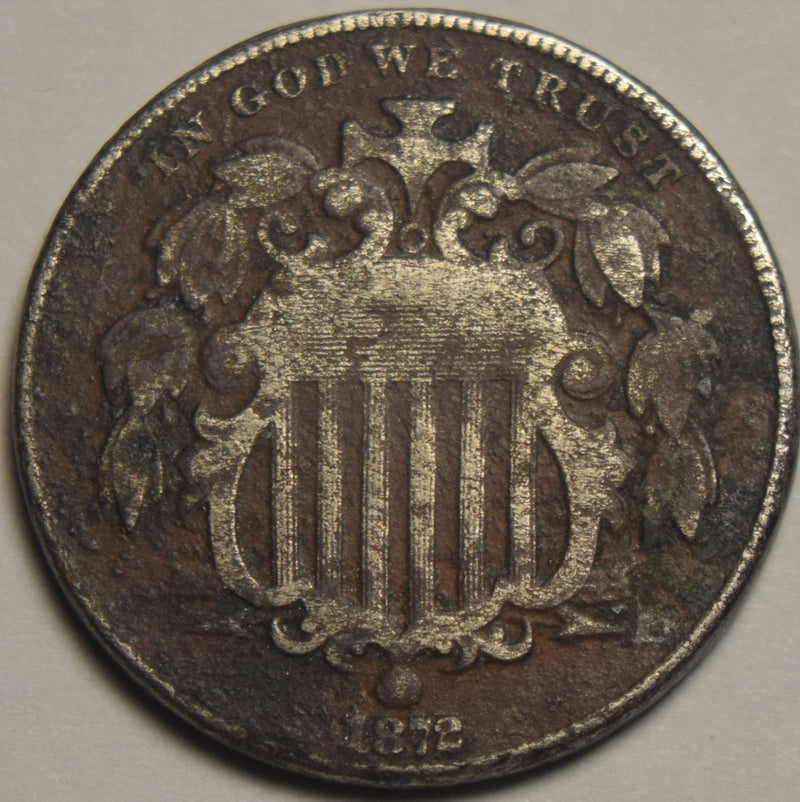 1872 Shield Nickel . . . . VG badly corroded