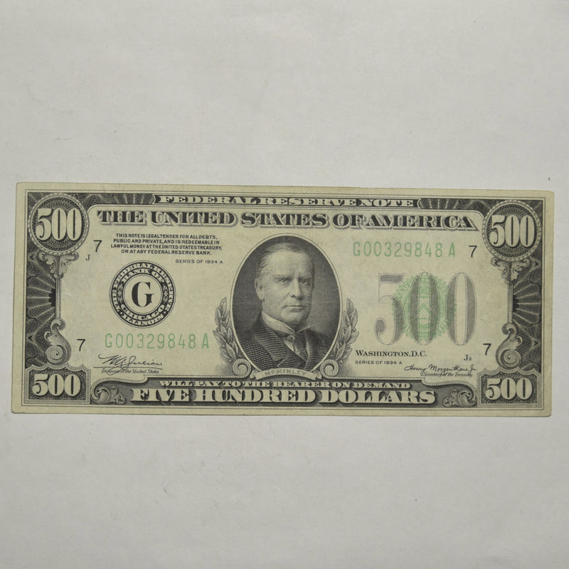 $500.00 1934 A Federal Reserve Note Fr. 2202 . . . . Extremely Fine