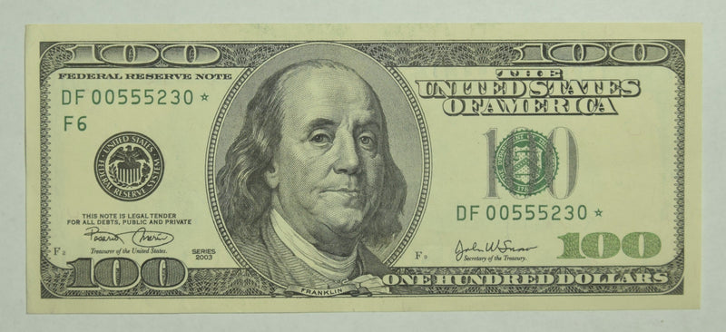 $100.00 2003 Federal Reserve Note STAR F . . . . Gem Crisp Uncirculated