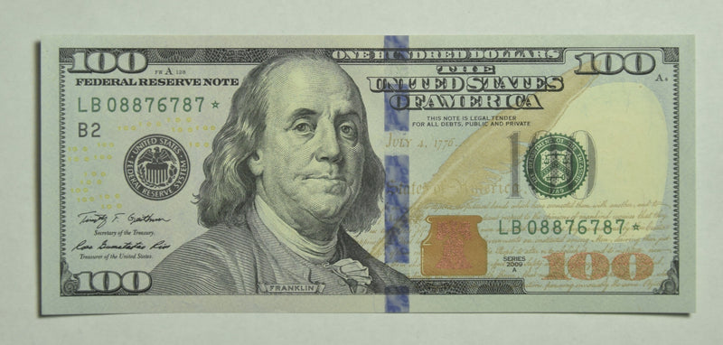 $100.00 2009 A Federal Reserve Note STAR - H . . . . Superb Crisp Uncirculated