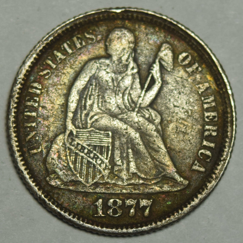 1877 Seated Liberty Dime . . . . XF rough surface