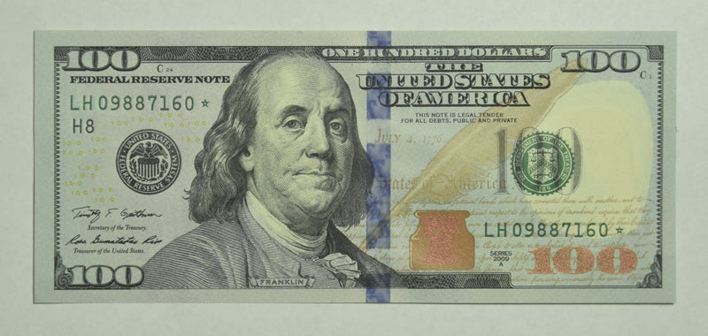 $100.00 2009 A Federal Reserve Note STAR - B . . . . Gem Crisp Uncirculated