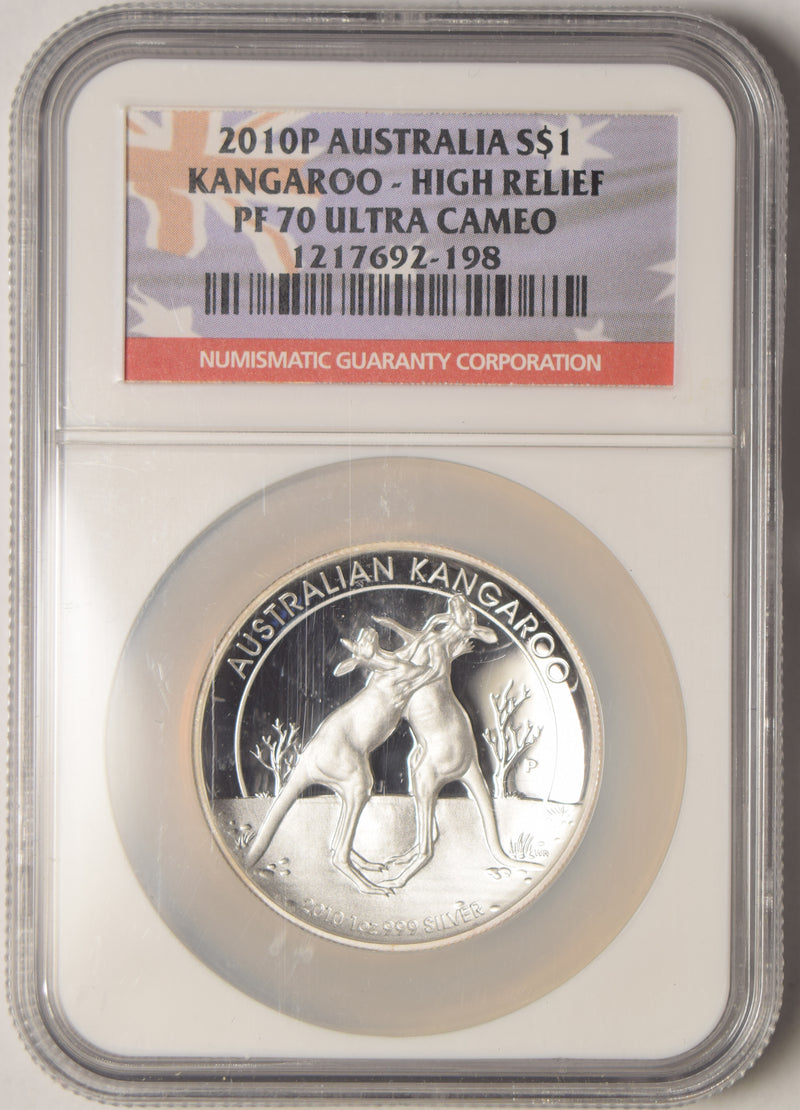 2010-P Australian Kangaroo . . . . NGC PF-70 Ultra Cameo High Relief 1 oz. Silver