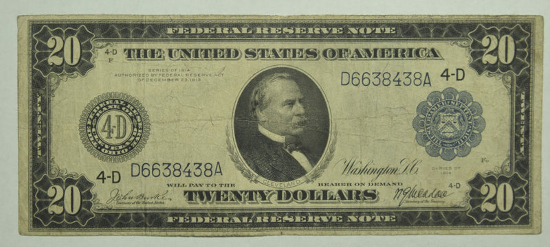 $20.00 1914 Federal Reserve Note Richmond FR. 983A . . . . Very Fine
