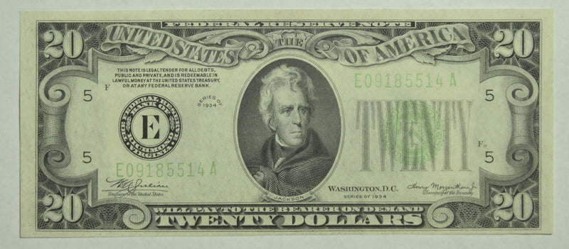 $20.00 1934 Federal Reserve Note . . . . Gem Crisp Uncirculated