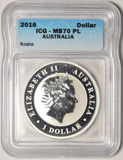 2016 Australia Koala . . . . ICG MS-70 PL 1 oz. Silver