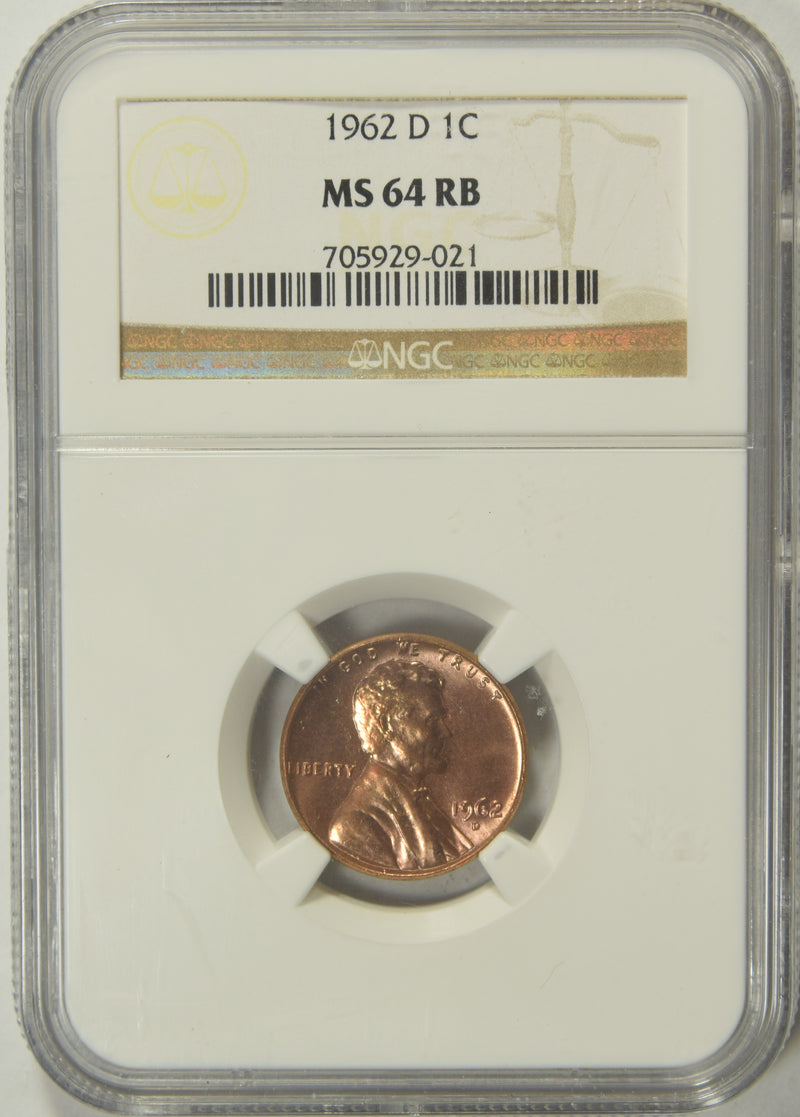 1962-D Lincoln Cent . . . . NGC MS-64 RB