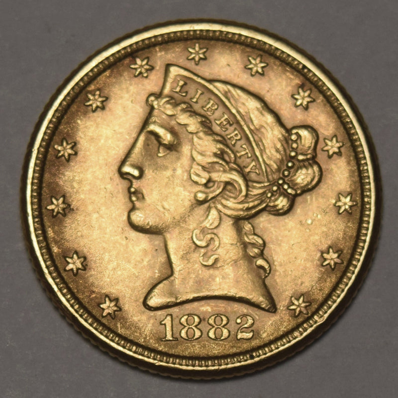 1882 $5.00 Liberty Gold . . . . Choice Brilliant Uncirculated