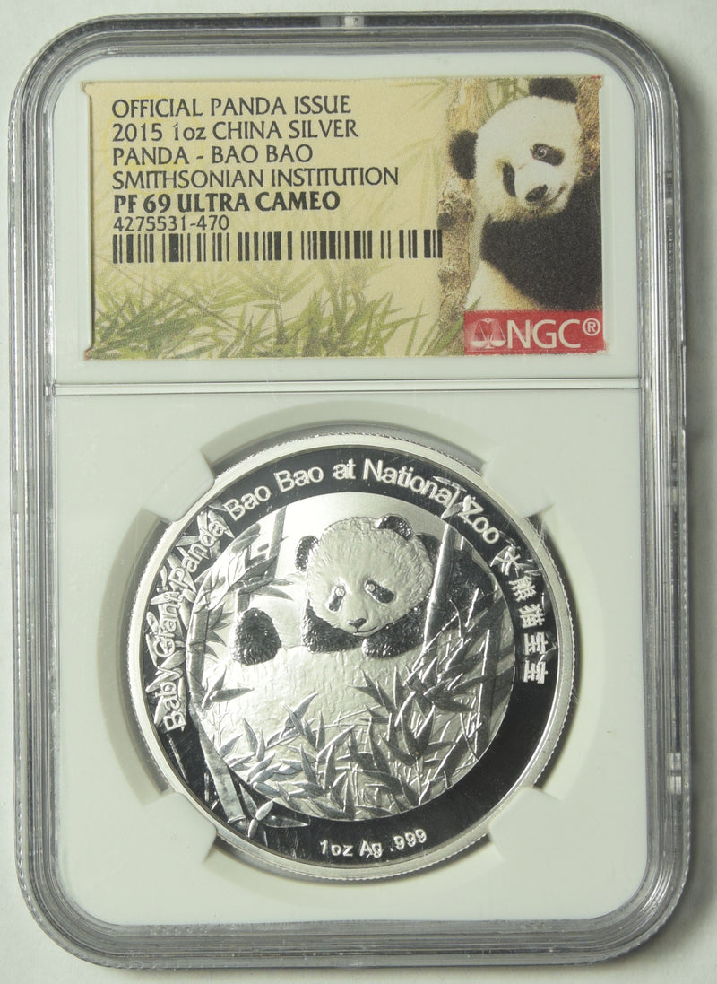 2015 Chinese Panda . . . . NGC PF-69 Ultra Cameo 1 oz. Silver Official Panda Issue Bao Bao