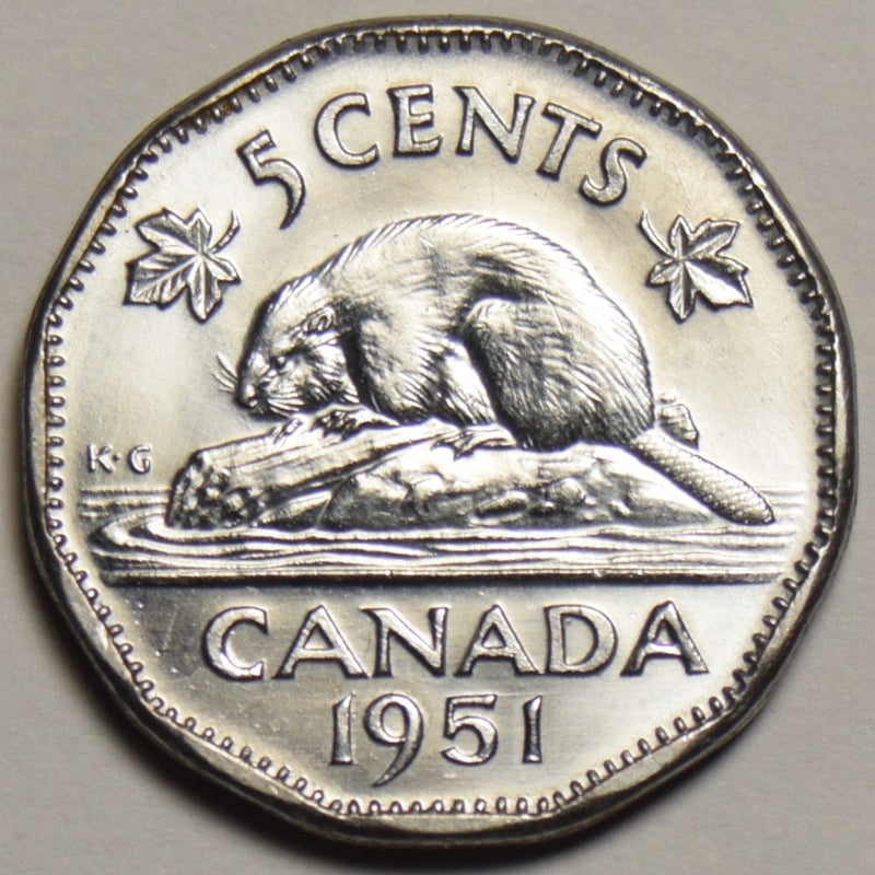 1951 Canadian Low Five Cents . . . . Choice Brilliant Uncirculated