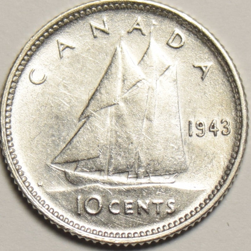 1943 Canadian Ten Cents . . . . Select Brilliant Uncirculated