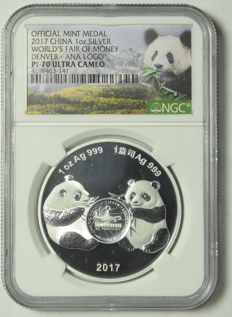 2017 Chinese Panda . . . . NGC PF-70 Ultra Cameo 1 oz. Silver Official Mint Medal World&