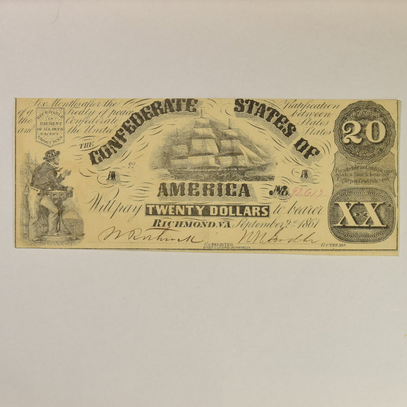$20.00 1861 Confederate States of America T-18 . . . . Choice About Uncirculated